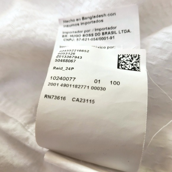 Hugo Boss Crisp White Structured Textured Slim Fit Tailored Button Down Blouse S - Picture 7 of 12